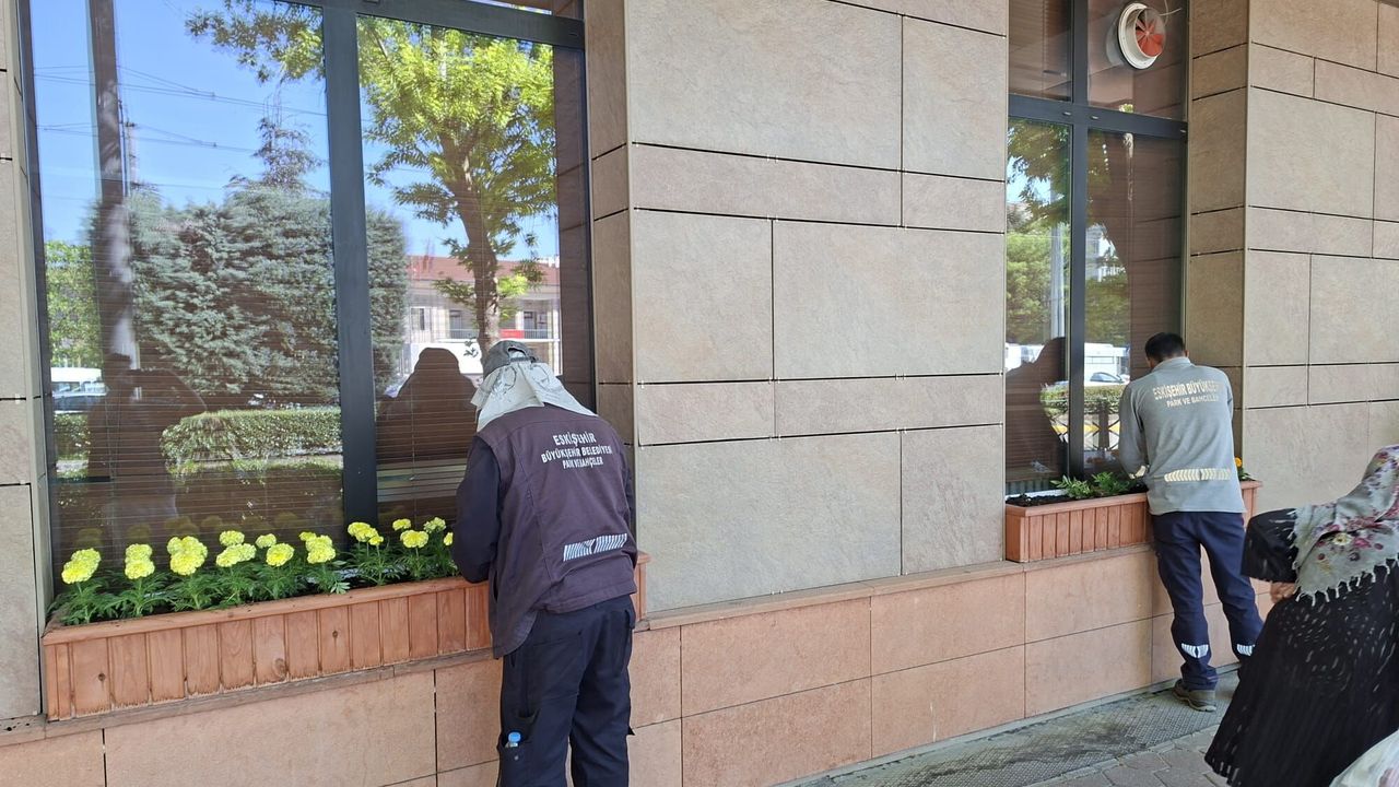 Eskişehir'de çiçeklerle güzelleşen görüntü