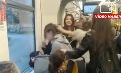 Eskişehir tramvayında liseli kızlar saç baş birbirine girdi
