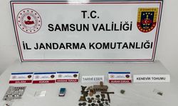 Samsun jandarması tarihi eser ve uyuşturucu ele geçirdi