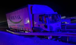 Kontrolden çıkan kamyon orta refüje çarptı, sürücü yaralandı