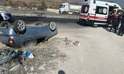 Eskişehir'in ilçesinde feci kaza: Otomobil takla  attı