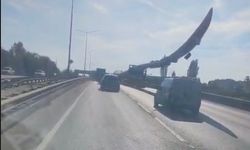Eskişehir çevreyolunda dev türbin kanadı trafiği yavaşlattı