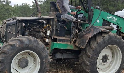 Mihalıççık'ta ormanlık alana bırakılan tomruk kepçesi kayboldu