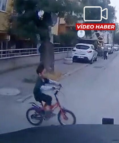 Eskişehir'de bisikletli çocuk faciadan döndü: Yürekleri ağza getiren anlar