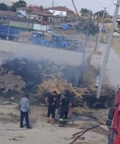 Günyüzü’nde saman yangını: Balyalar kullanılamaz hale geldi