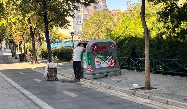 Adalar'da çöp konteynerinde dikkat çeken görüntü