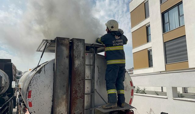 Eskişehir'de zift tankerinde korkutan yangın
