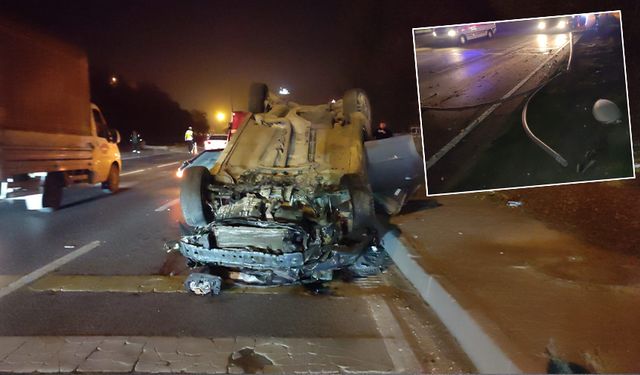 Eskişehir'de feci kaza: Direği devirip takla attı