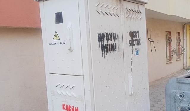 Eskişehir'de pano ve duvarlar izinsiz yazılarla kaplandı