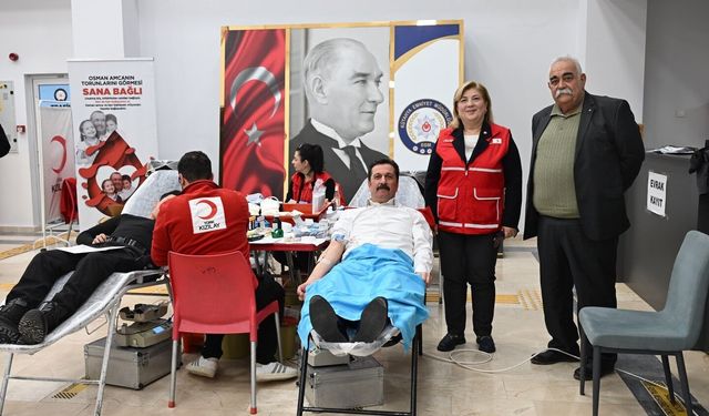 Kütahya İl Emniyet Müdürlüğünden kan bağışı kampanyasına destek