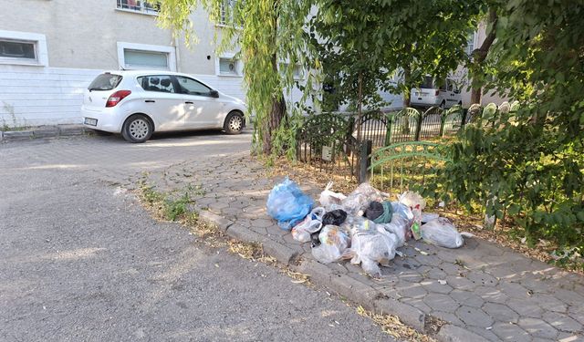 Eskişehir'de kaldırım çöp alanına döndü