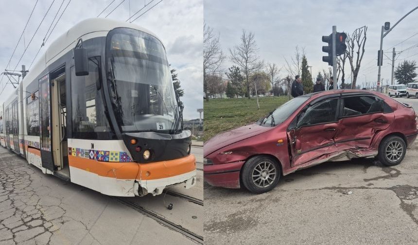 Eskişehir'de kaza: Tramvay ile otomobil çarpıştı