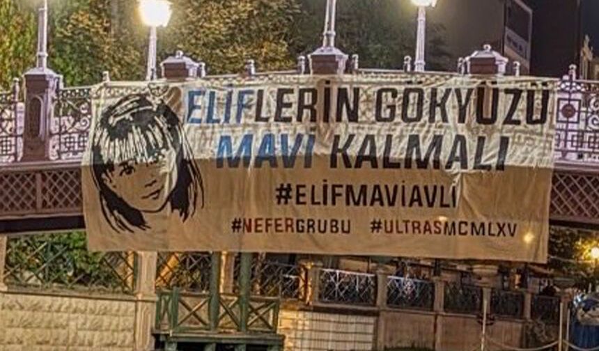 Eskişehirspor taraftarından Elif Mavi için anlamlı pankart