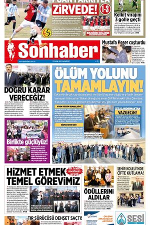27 KASIM 2023 SONHABER GAZETESİ