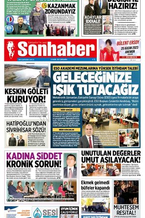 22 KASIM 2023 SONHABER GAZETESİ