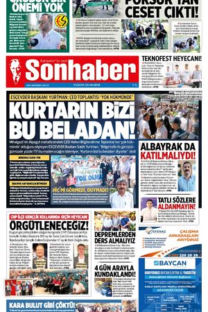 19 AĞUSTOS 2024 SONHABER GAZETESİ