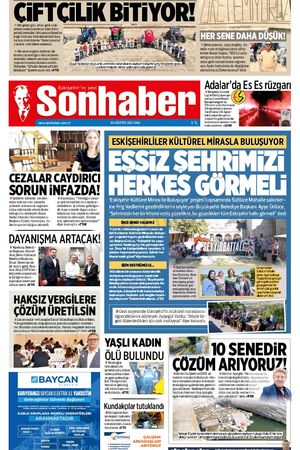 20 AĞUSTOS 2024 SONHABER GAZETESİ