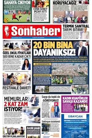 28 AĞUSTOS 2024 SONHABER GAZETESİ