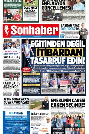 17 EYLÜL 2024 SONHABER GAZETESİ