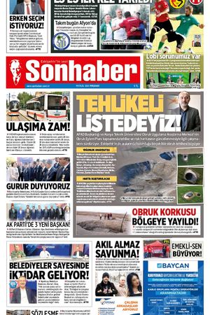 19 EYLÜL 2024 SONHABER GAZETESİ