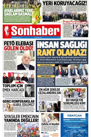 22 EKİM 2024 SONHABER GAZETESİ