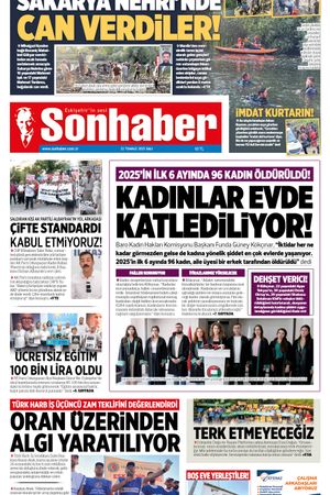 22 TEMMUZ 2025 SONHABER GAZETESİ