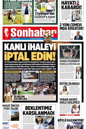 13 AĞUSTOS 2025 SONHABER GAZETESİ