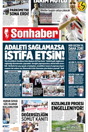 1 EKİM 2025 SONHABER GAZETESİ