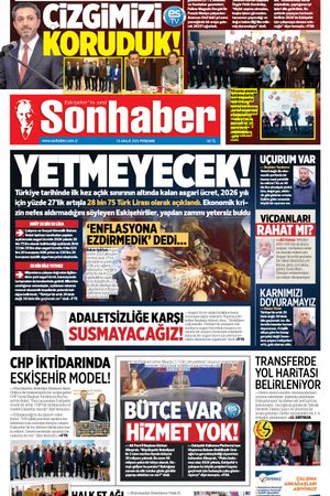 25 ARALIK 2025 SONHABER GAZETESİ